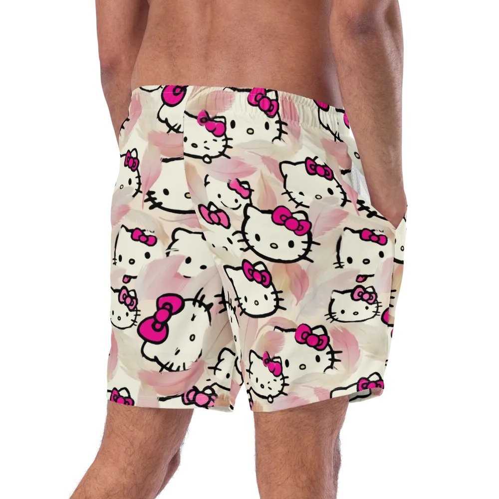 Kawaii Feather Parade on Swim Trunks — Right Back