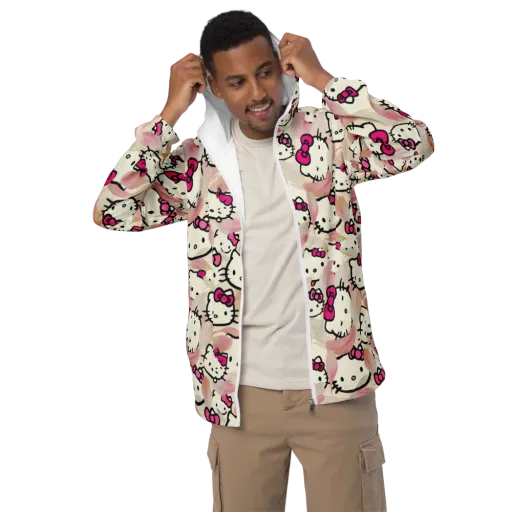 Kawaii Feather Parade on a Men's Windbreaker