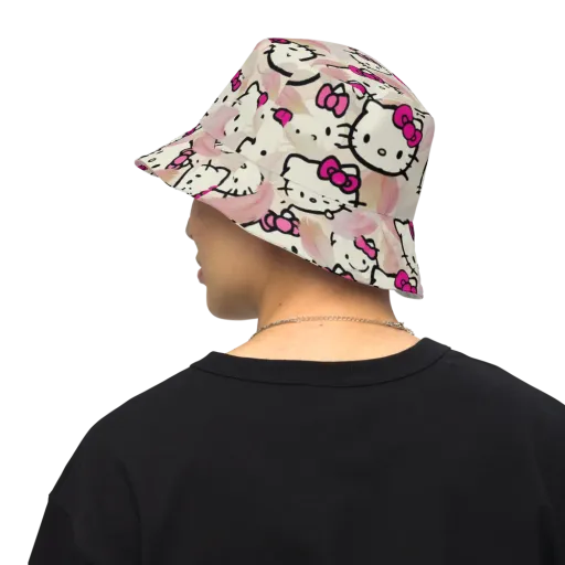 Kawaii Feather Parade on a Reversible Bucket Hat