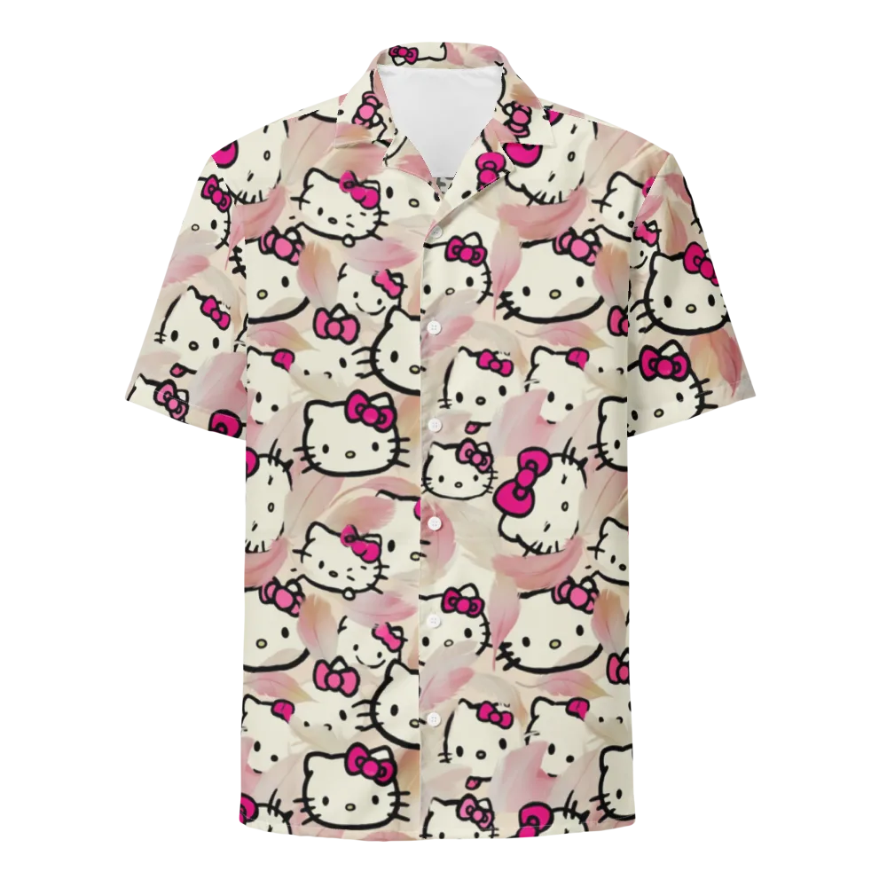 Kawaii Feather Parade on Button Shirt — Front
