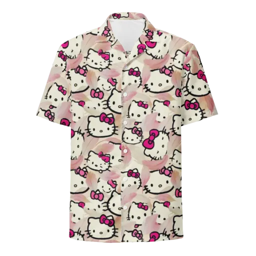 Kawaii Feather Parade on a Button Shirt