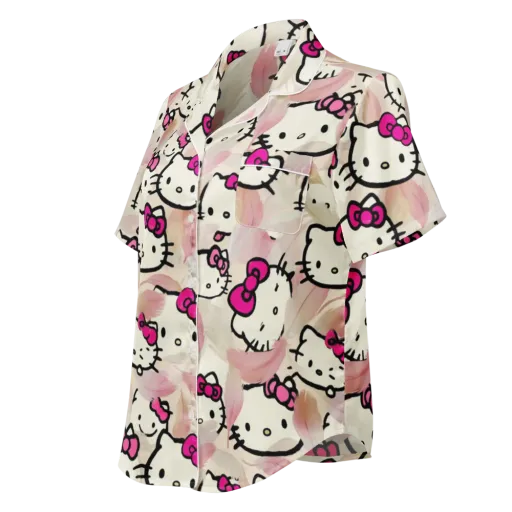 Kawaii Feather Parade on a Women's Short Sleeve Pajama Top