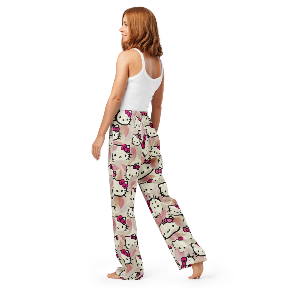 Kawaii Feather Parade on Women's Pajama Pants — Back