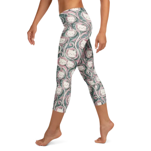 Mistletoe Kittens on a Capri Leggings