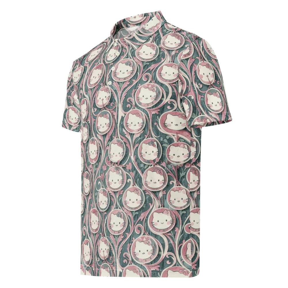 Mistletoe Kittens on Men's Slim Fit Polo Shirt — Left Front