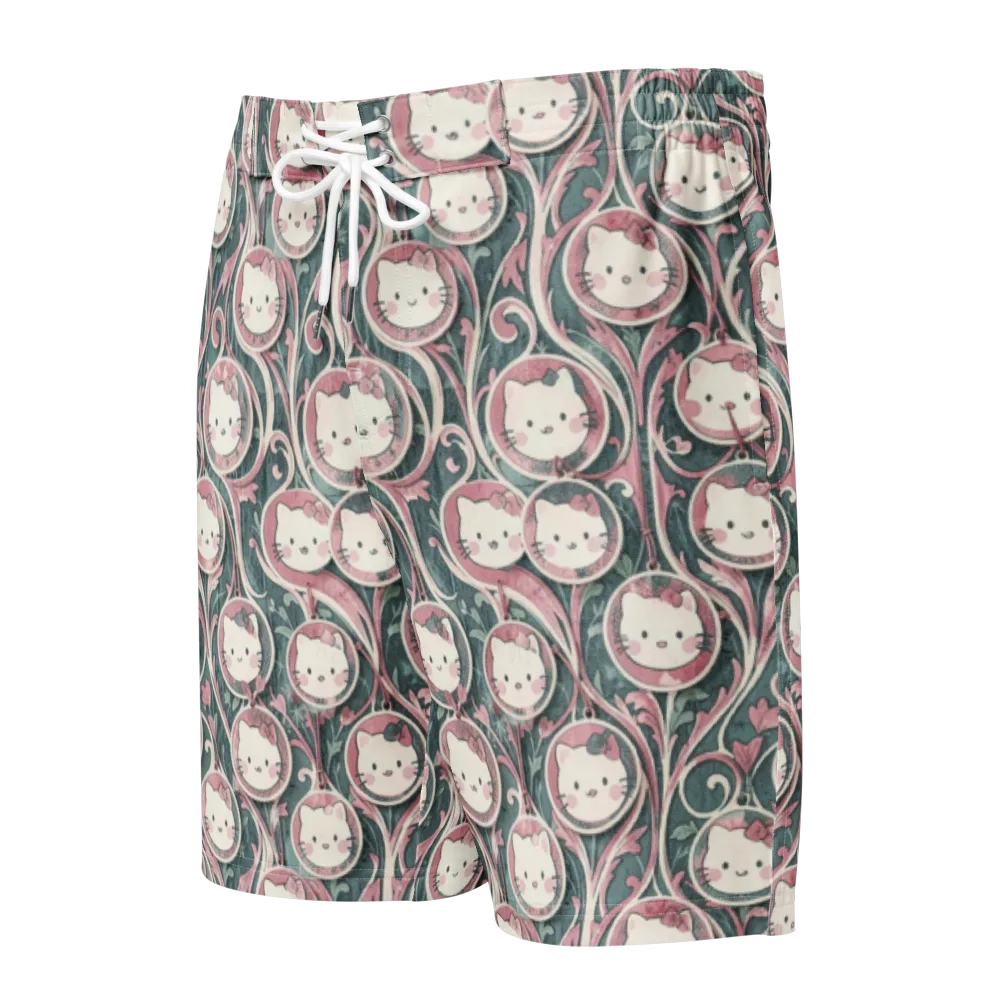 Mistletoe Kittens on Men's Board Shorts — Front