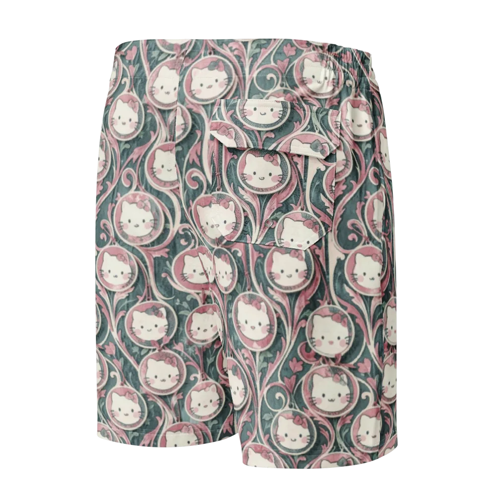Mistletoe Kittens on Men's Board Shorts — Back