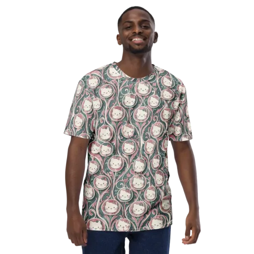 Mistletoe Kittens on a Men's Crew Neck T-Shirt