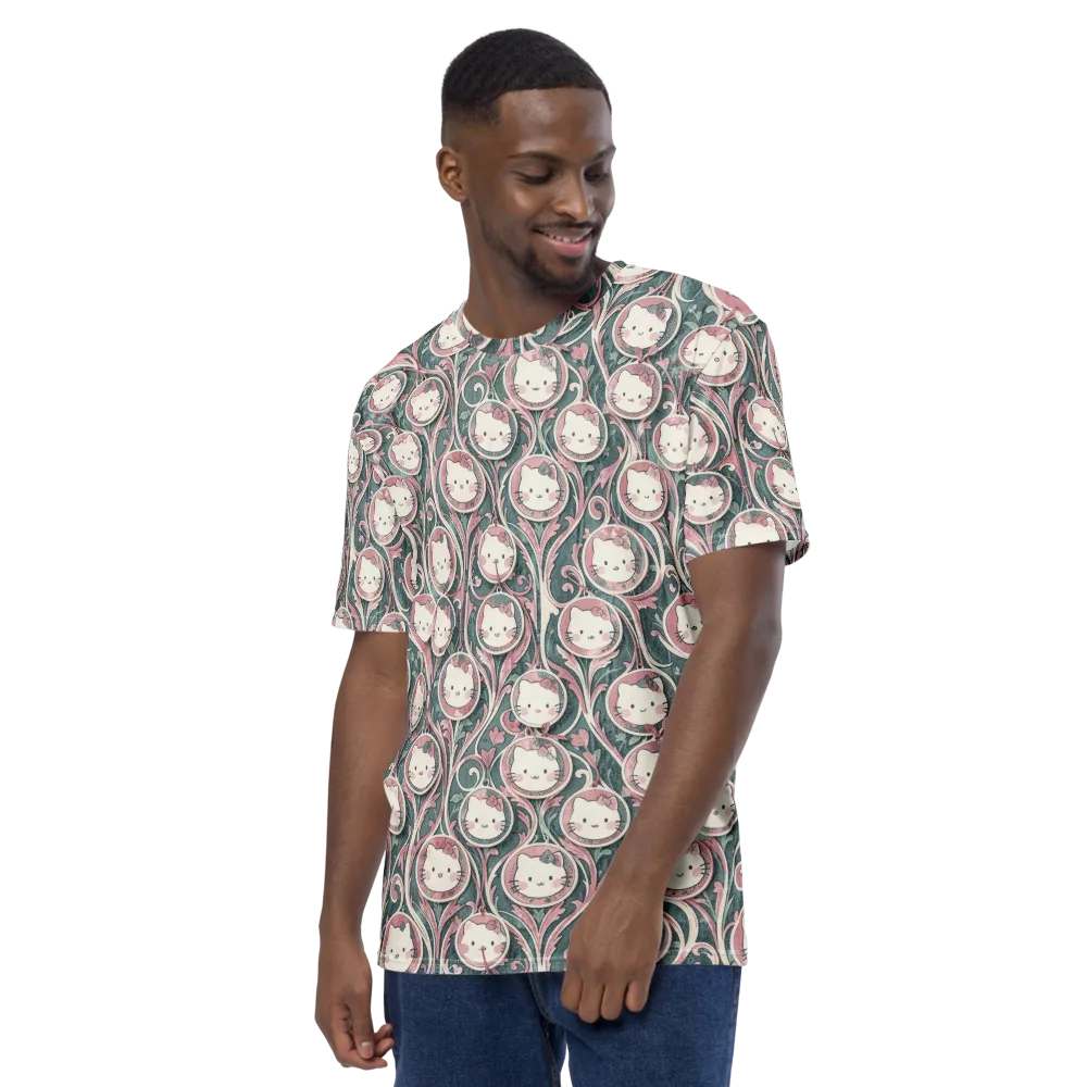 Mistletoe Kittens on Men's Crew Neck T-Shirt — Left