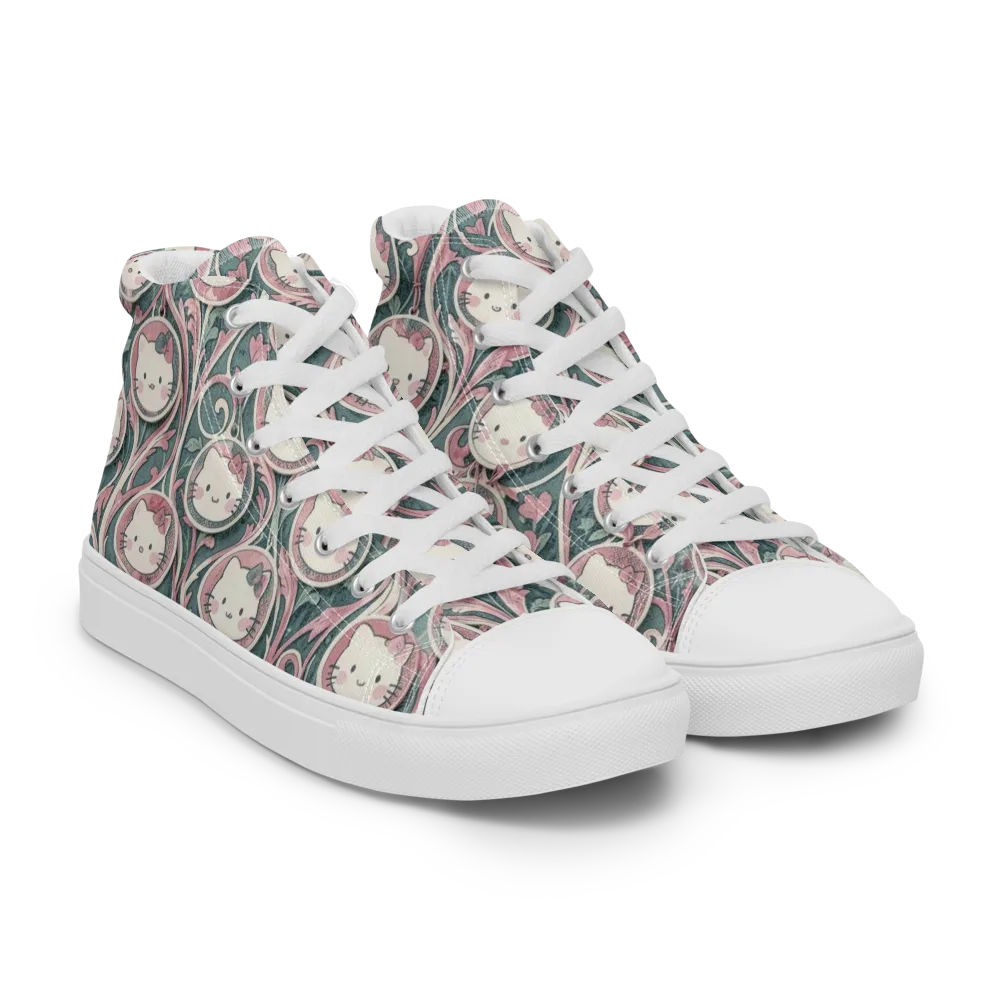 Mistletoe Kittens on Men's High Top Canvas Shoes — Right Front