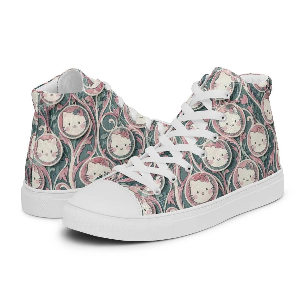 Mistletoe Kittens on Men's High Top Canvas Shoes — Left