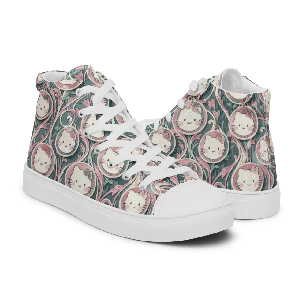 Mistletoe Kittens on Men's High Top Canvas Shoes — Right