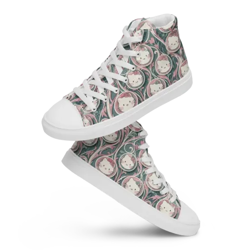 Mistletoe Kittens on a Men's High Top Canvas Shoes