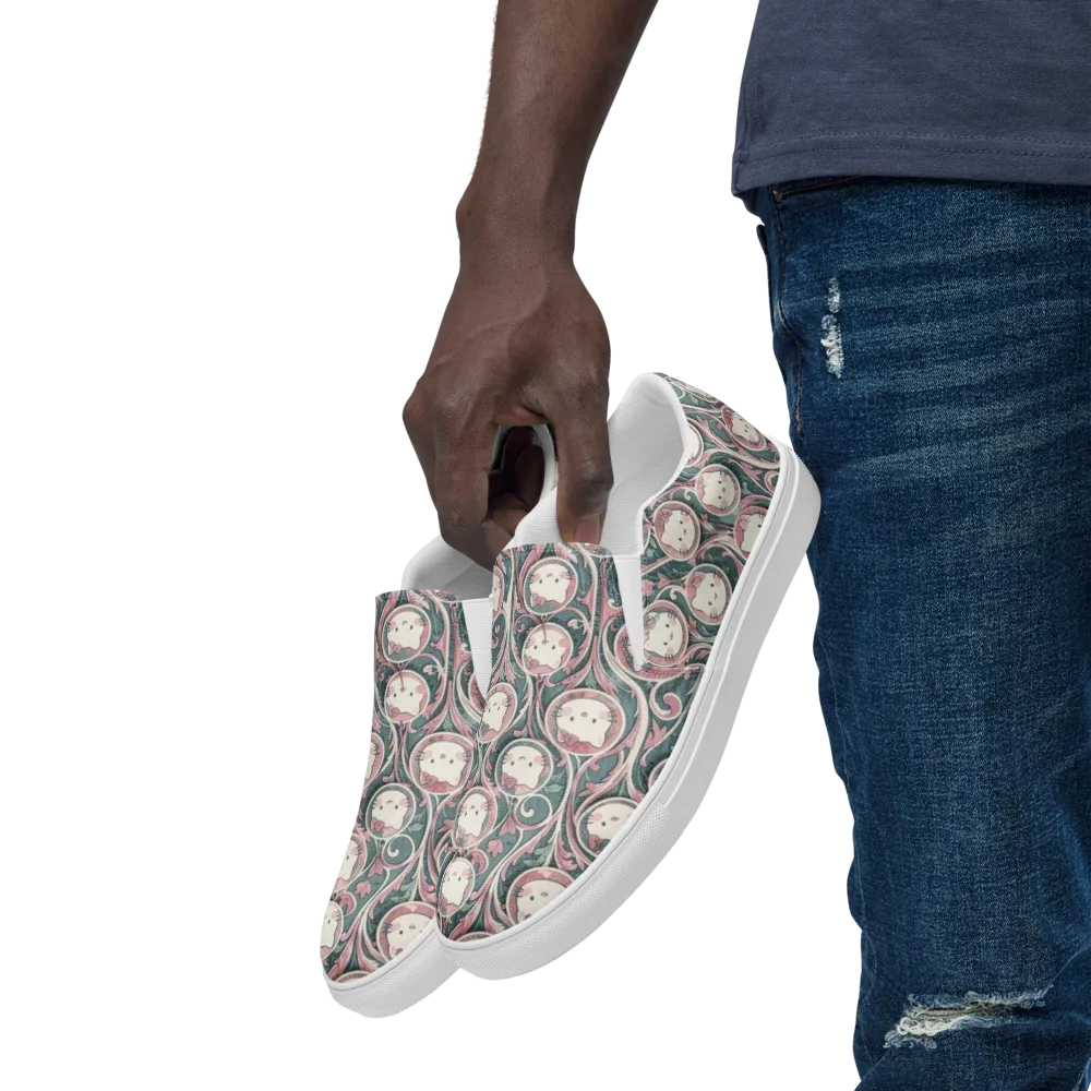 Mistletoe Kittens on Men's Slip-On Canvas Shoes — Left Front