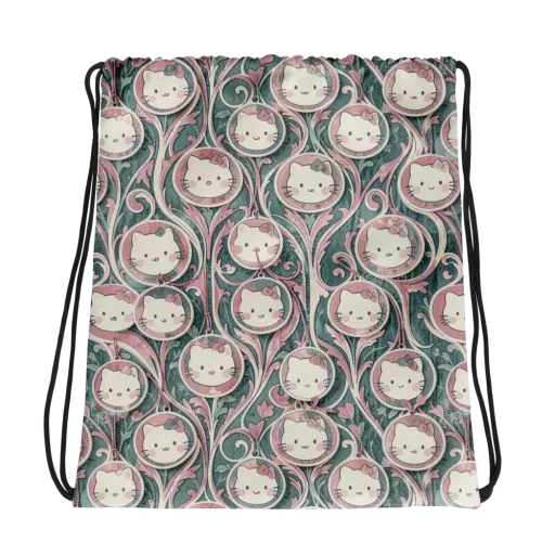 Mistletoe Kittens on a Drawstring Bag