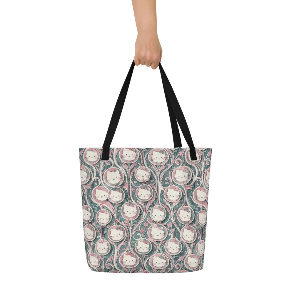 Mistletoe Kittens on Large Tote Bag W/ Pocket — Front