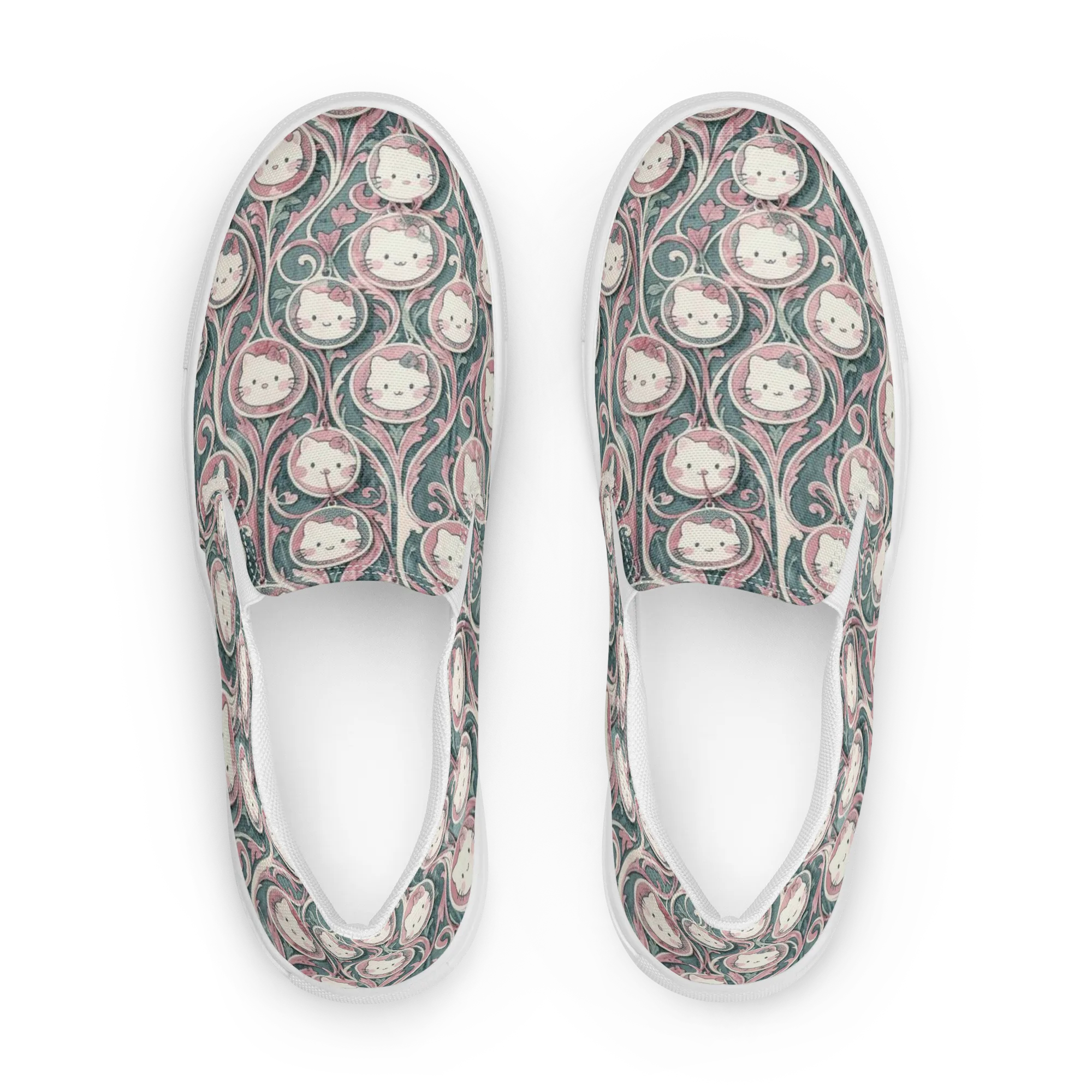 Mistletoe Kittens on Women's Slip-On Canvas Shoes — Front