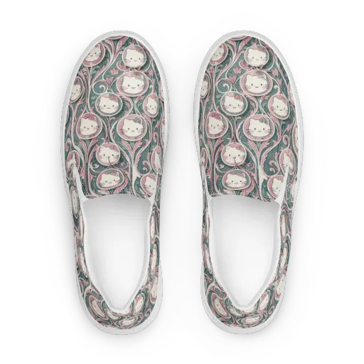 Mistletoe Kittens on a Women's Slip-On Canvas Shoes