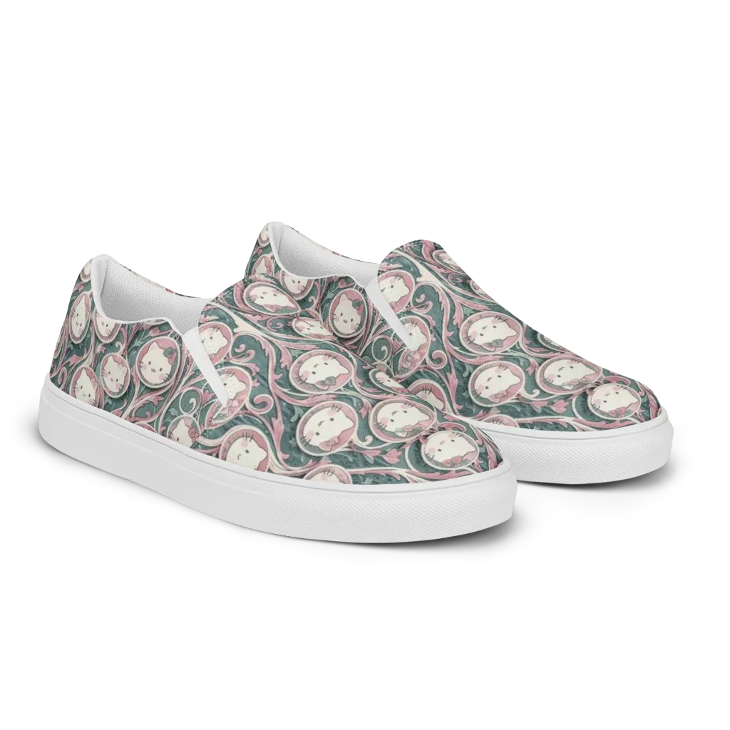 Mistletoe Kittens on Women's Slip-On Canvas Shoes — Right Front