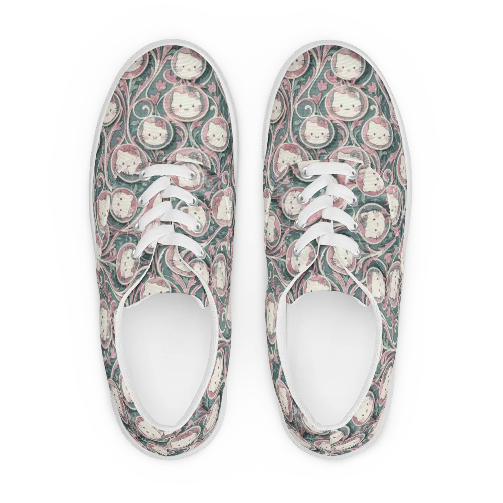 Mistletoe Kittens on Men's Lace-Up Canvas Shoes — Front