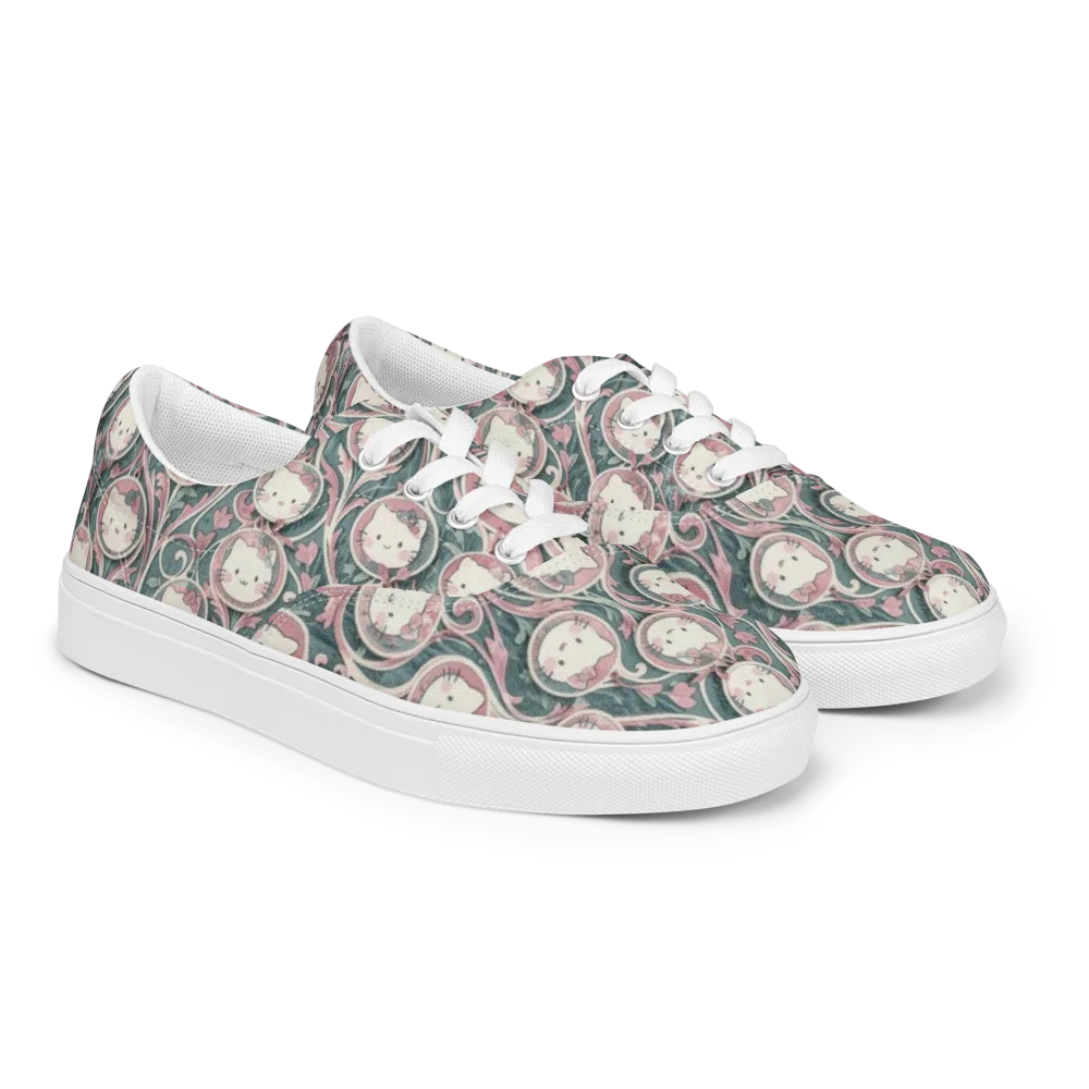 Mistletoe Kittens on Men's Lace-Up Canvas Shoes — Right Front