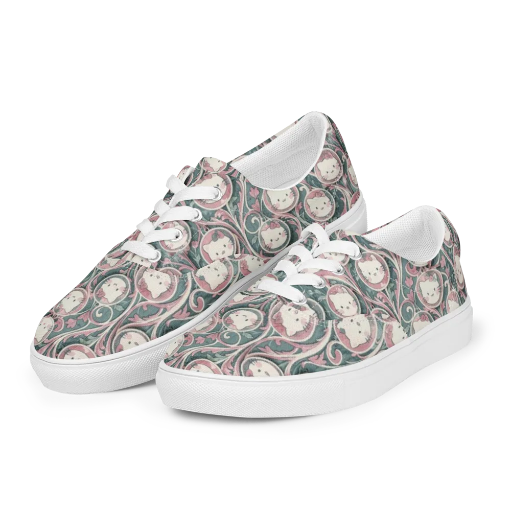 Mistletoe Kittens on Men's Lace-Up Canvas Shoes — Left Front