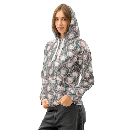 Mistletoe Kittens on a Cotton Hoodie