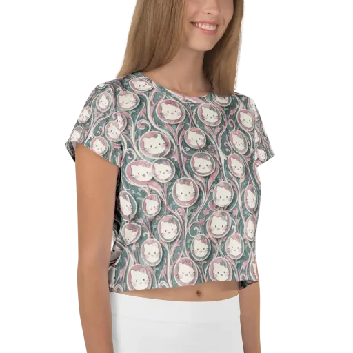 Mistletoe Kittens on a Crop Tee