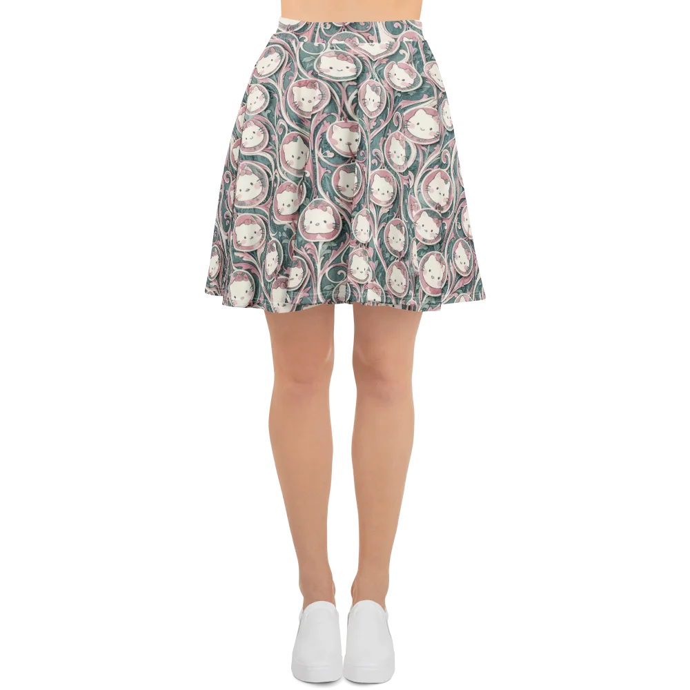 Mistletoe Kittens on Skater Skirt — Front