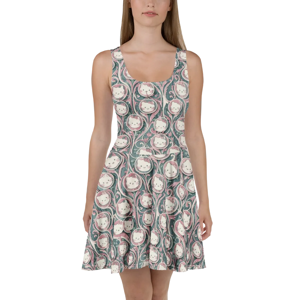Mistletoe Kittens on Skater Dress — Front