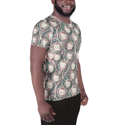 Mistletoe Kittens on a Men's Athletic T-Shirt