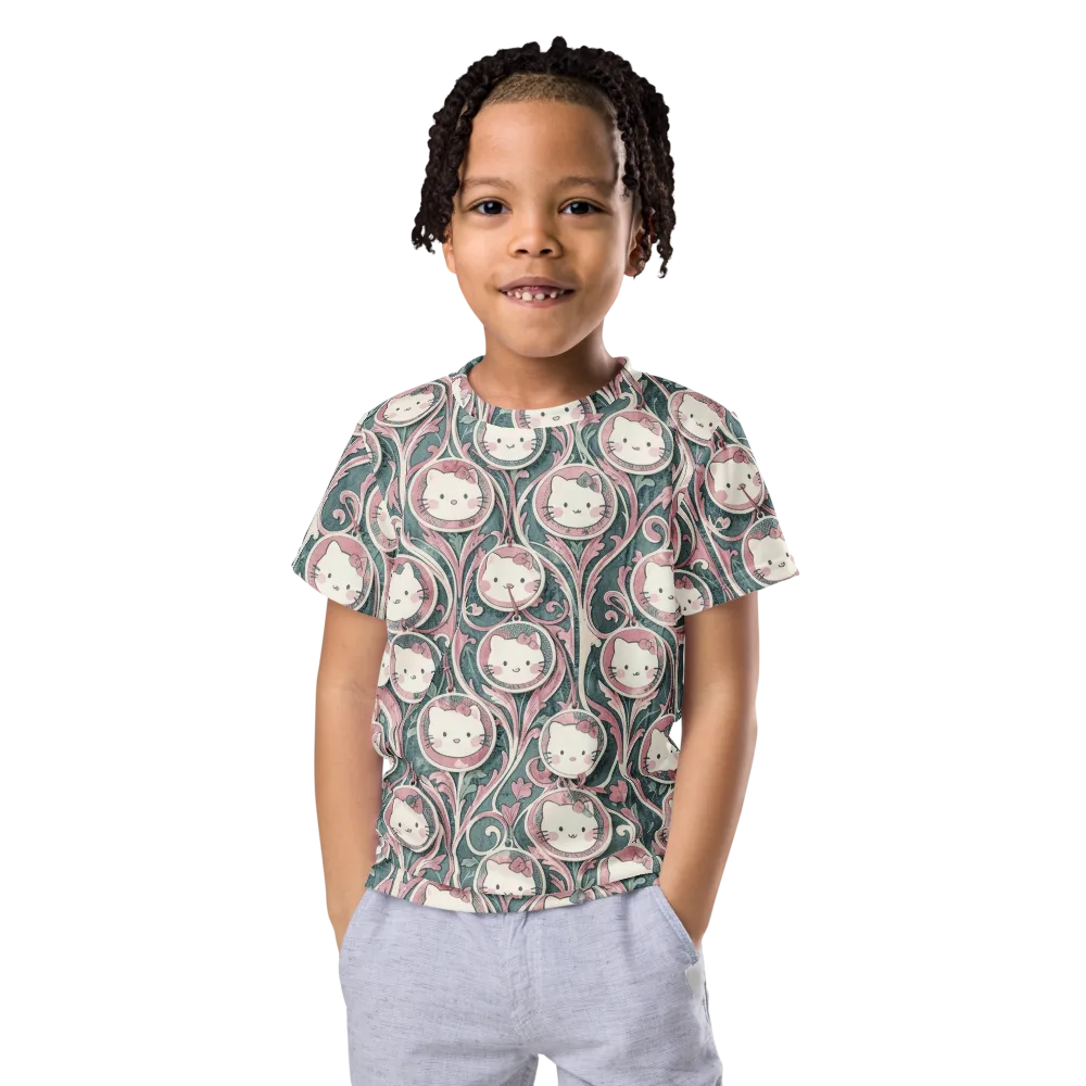 Mistletoe Kittens on Kids Crew Neck T-Shirt — Front