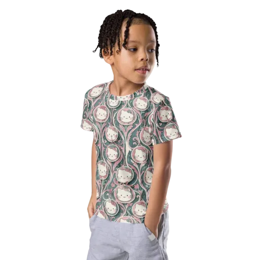 Mistletoe Kittens on a Kids Crew Neck T-Shirt