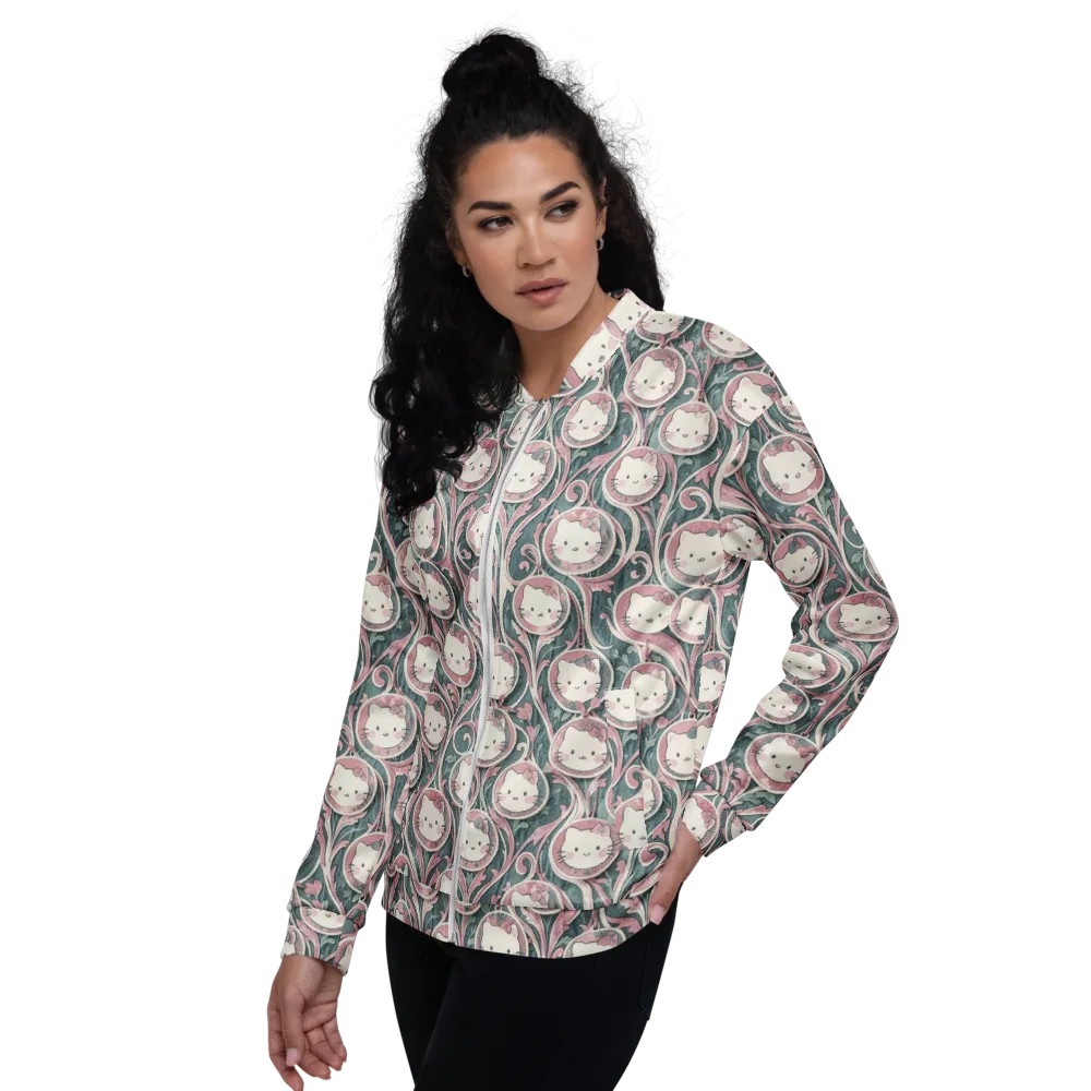 Mistletoe Kittens on Bomber Jacket — Left