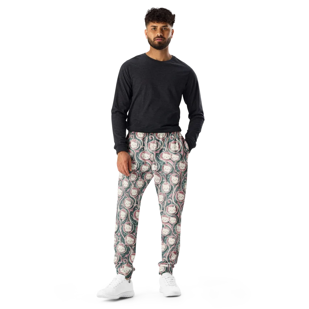 Mistletoe Kittens on Men's Joggers — Front