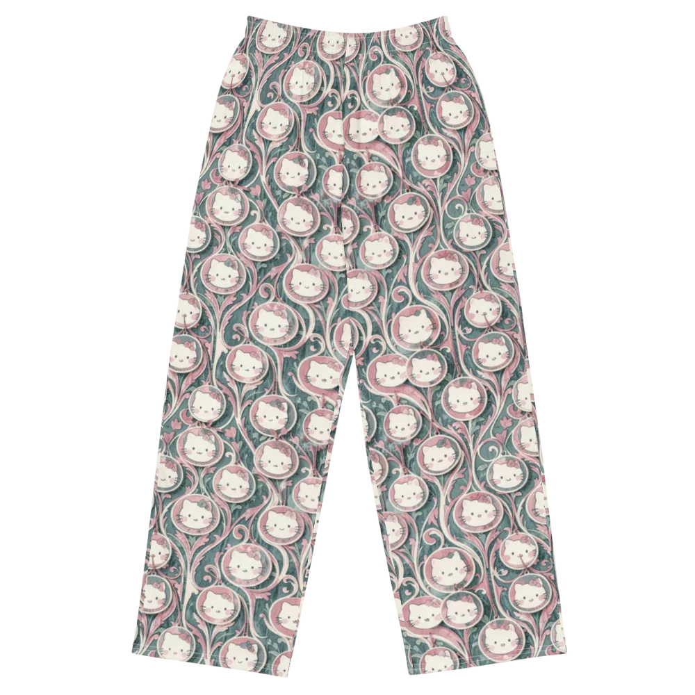 Mistletoe Kittens on Wide-Leg Pants — Front