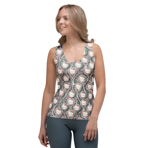 Mistletoe Kittens on a Women's Tank Top