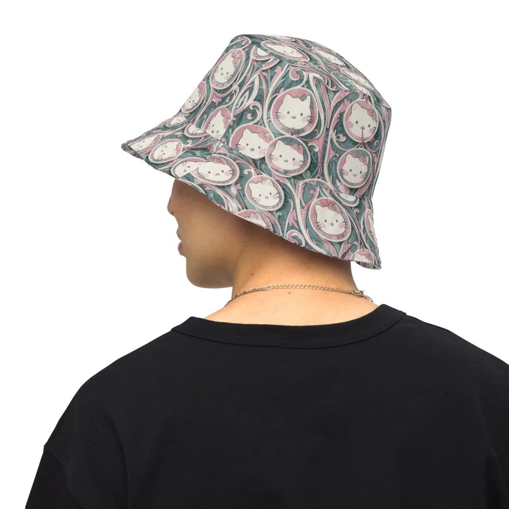 Mistletoe Kittens on Reversible Bucket Hat — Back Inside