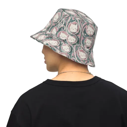Mistletoe Kittens on a Reversible Bucket Hat