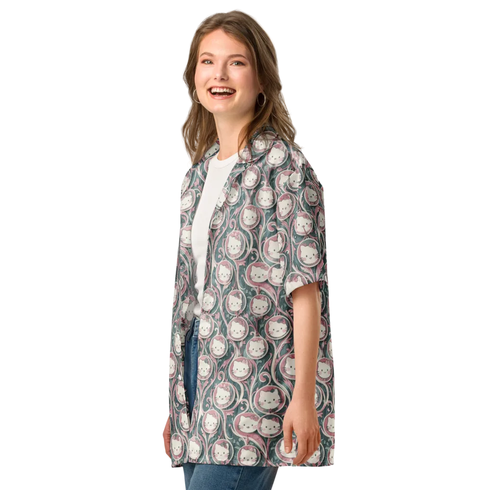 Mistletoe Kittens on Button Shirt — Left Front