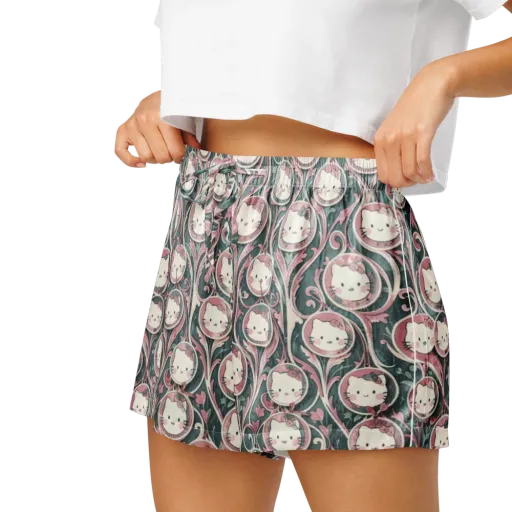 Mistletoe Kittens on a Women's Pajama Shorts