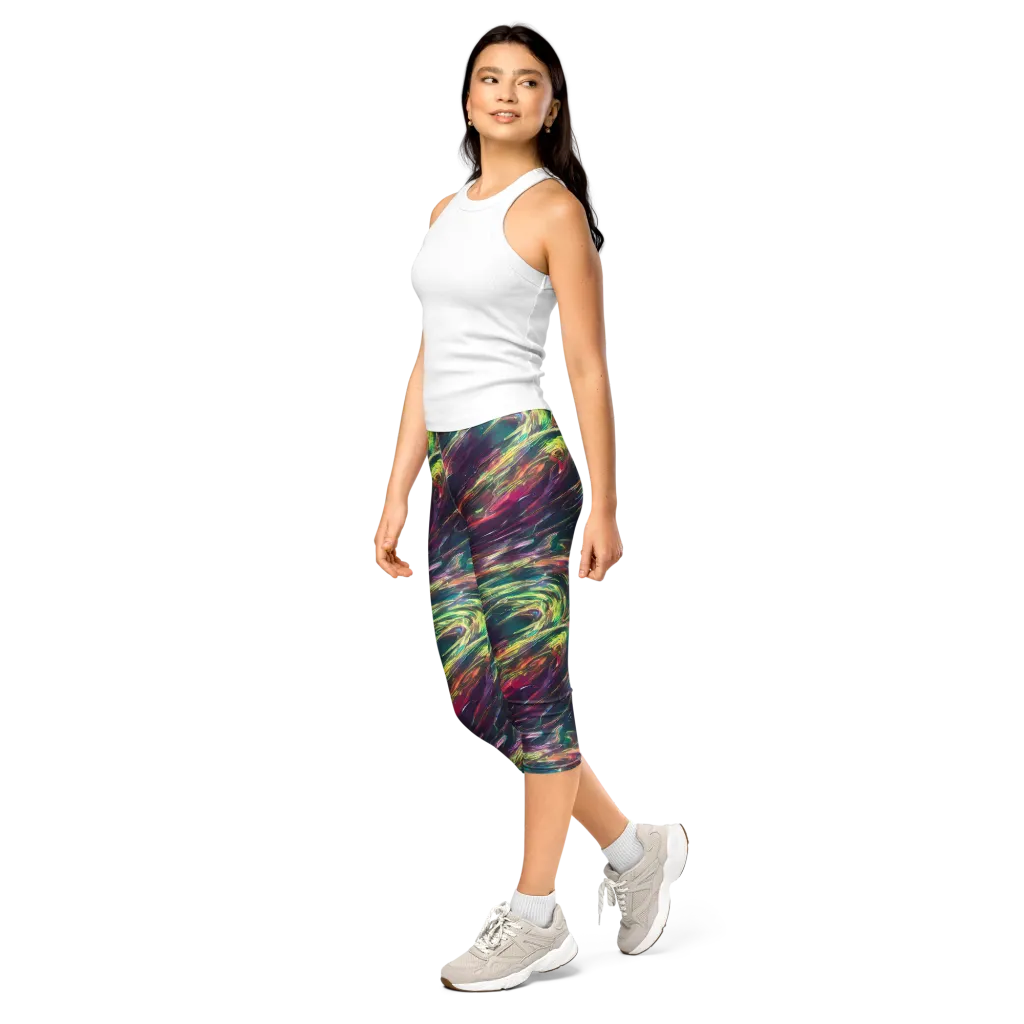 Viridian Rush on Capri Leggings — Left Front