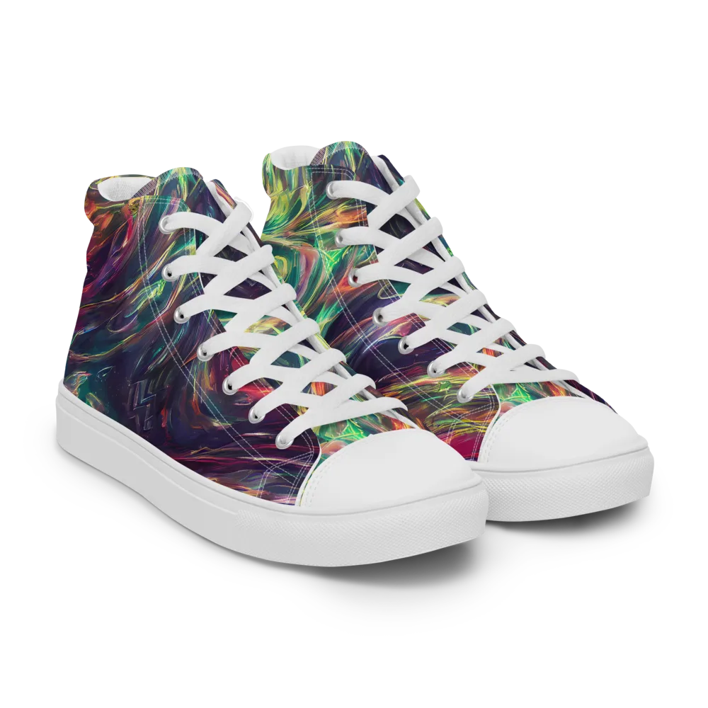 Viridian Rush on Men's High Top Canvas Shoes — Right Front