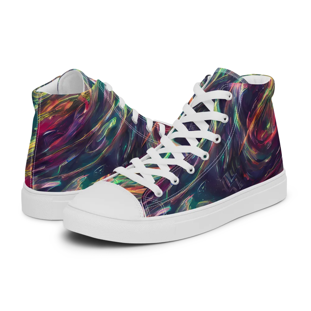 Viridian Rush on Men's High Top Canvas Shoes — Left