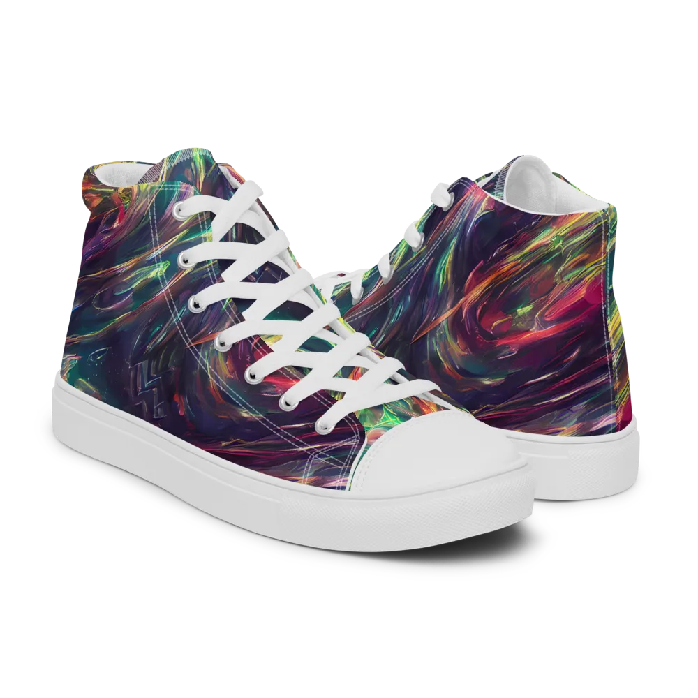 Viridian Rush on Men's High Top Canvas Shoes — Right