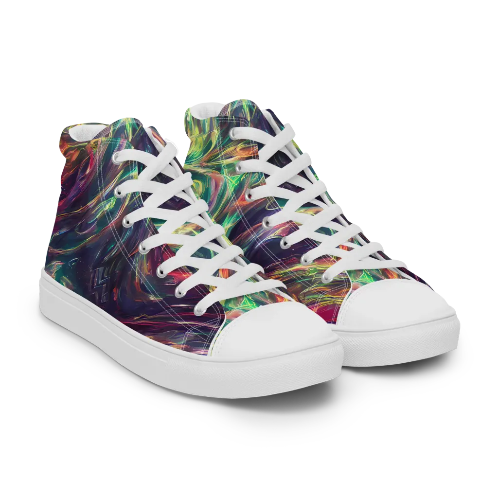 Viridian Rush on Women's High Top Canvas Shoes — Right Front