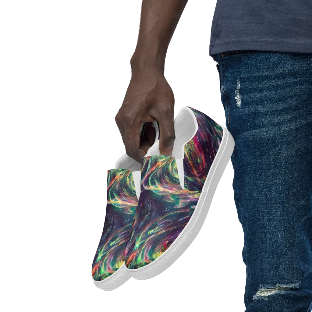 Viridian Rush on Men's Slip-On Canvas Shoes — Left Front