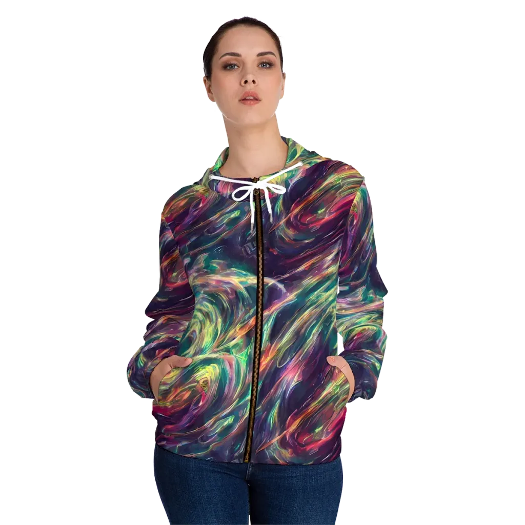 Viridian Rush on Women's Full-Zip Hoodie — Front On Person