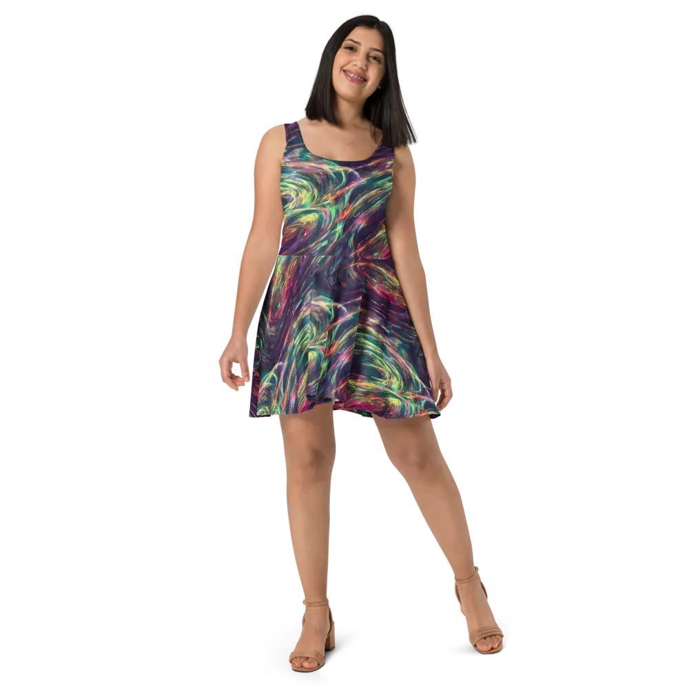 Viridian Rush on Skater Dress — Front