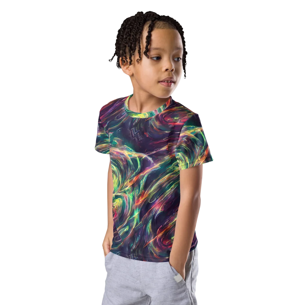 Viridian Rush on Kids Crew Neck T-Shirt — Left Front